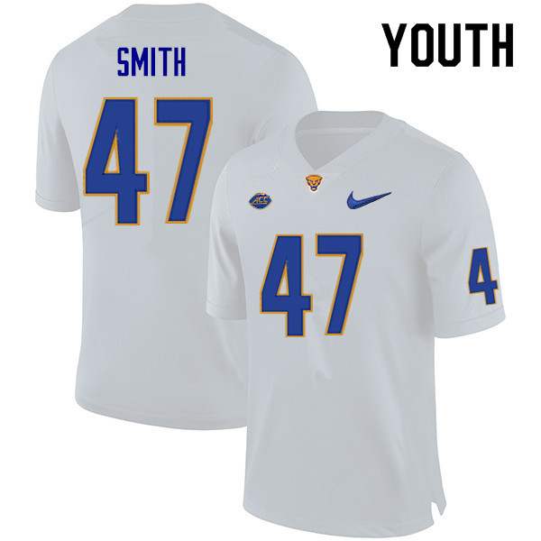 Youth #47 Caden Smith Pitt Panthers College Football Jerseys Sale-White